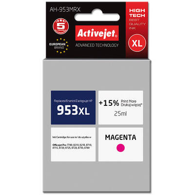 Cartus Imprimanta ACTIVEJET Compatibil AH-953MRX for HP printer; HP 953XL F6U17AE replacement; Premium; 25 ml; magenta