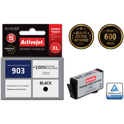 Cartus Imprimanta ACTIVEJET Compatibil AH-903BR for HP printer; HP 903 T6L99AE replacement; Premium; 20 ml; black