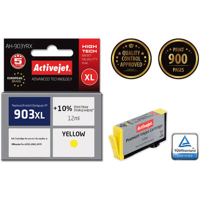 Cartus Imprimanta ACTIVEJET Compatibil AH-903YRX for HP printer; HP 903XL T6M11AE replacement; Premium; 12 ml; yellow