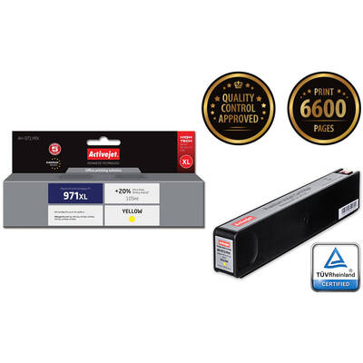 Cartus Imprimanta ACTIVEJET Compatibil AH-971YRX for HP printer; HP 971XL CN628AE replacement; Premium; 100 ml; yellow