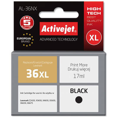 Cartus Imprimanta ACTIVEJET Compatibil AL-36NX for Lexmark printer; Lexmark 36XL 18C2170E replacement; Supreme; 17 ml; black