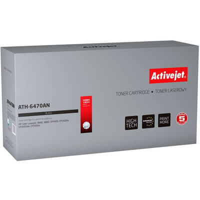 Toner imprimanta ACTIVEJET Compatibil ATH-6470AN for HP printer; HP 501A Q6470A, Canon CRG-711B replacement; Premium; 6000 pages; black