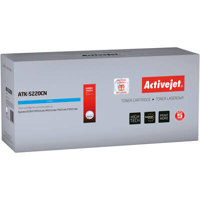 Toner imprimanta ACTIVEJET Compatibil ATK-5220CN for Kyocera printer; Kyocera TK-5220C replacement; Supreme; 1200 pages; cyan