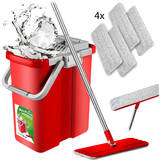 GREENBLUE GreenBlue GB850 Maxiclean Flat Mop + Bucket Set, with Squeezer and Four Pieces of Microfiber Pad HQ