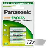 Panasonic Acumulator/Incarcator 12x4 Accu NiMH Micro AAA 750 mAh Rechargeable Evolta