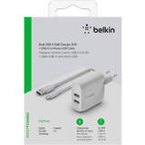 BELKIN Dual USB-A incarcator, 24W incl. Micro-USB Cable 1m, white