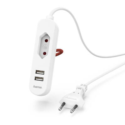 USB Power Supply with Euro socket 2,4A, 1,9m, white
