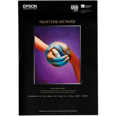 Hartie Foto Epson Velvet Fine Art Paper A 3+ 20 Sheet, 260 g         S 041637