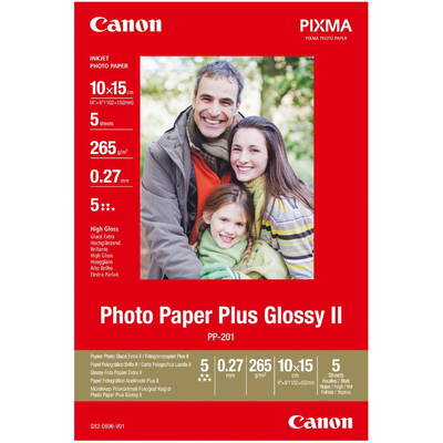 Hartie Foto Canon PP-201 10x15 cm, 5 Sheets Photo Paper Plus Glossy II 265 g