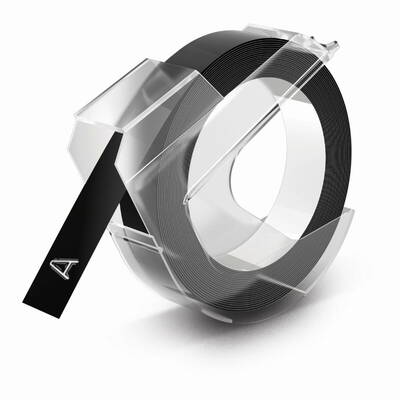 3D Label Tape 9 mm x 3 m Plastic glossy black