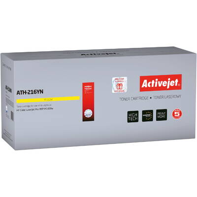 Toner imprimanta ACTIVEJET Compatibil  ATH-216YN pentru imprimanta HP, Inlocuire HP 216A W2412A; Suprem; 850 pagini; Galben, cu cip