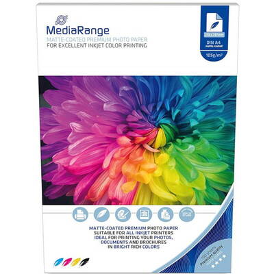 Hartie Foto MediaRange Matte-coated Photo Paper A4 100 coli