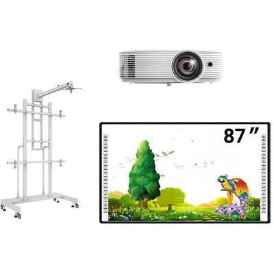 EVOBOARD Pachet interactiv cu 87" IB-86RS-NP, OPTOMA X309ST si Stand mobil pentru solutii interactive Blackmount INTMOB1