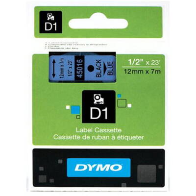 Banda etichete Dymo D1 45016 12mmx7.0m Negru->Albastru