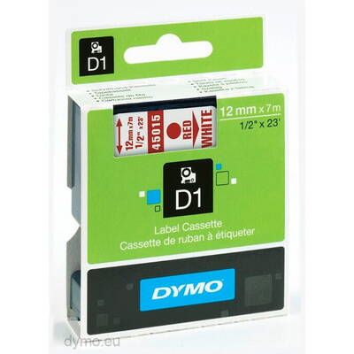 Banda etichete Dymo D1 45015 12mmx7.0m Rosu ->Alb