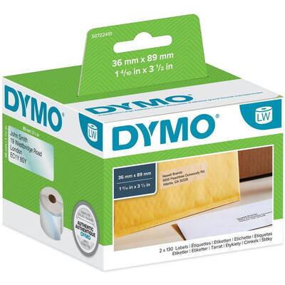 Banda etichete Dymo transpar. 36x 89mm 2Rl 260St/Rolle