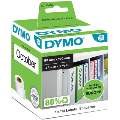 Banda etichete Dymo LW-Ordner-Etiketten breit 59x190mm Alb 110St/Rolle