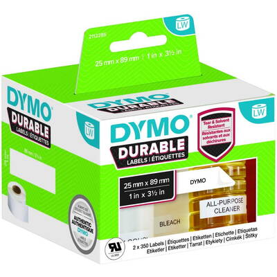Banda etichete Dymo din plastic LW 25x89mm 2x 350St Alb permanent