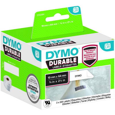 Banda etichete Dymo din plastic LW 19x64mm 2x450 St Alb permanent