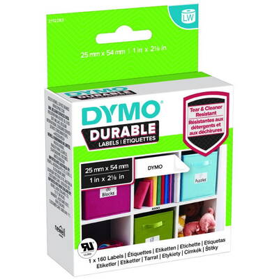 Banda etichete Dymo din plastic LW 25x54mm 160 St Alb permanent