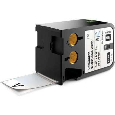 Banda etichete Dymo XTL Kabel-Etikett Vinyl 38x 39mm Negru->Alb 150Stk