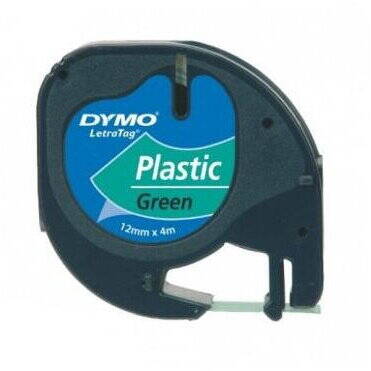 Consumabil Termic Dymo LetraTag-Band, Plastik 12mm x 4m negru->verde