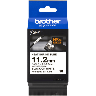 Banda termica Brother HSE231E Heat Shrink Tube Black on White 11.2mm