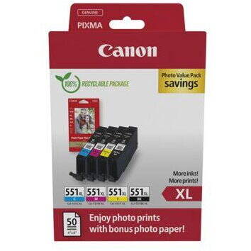 Cartus Imprimanta Canon CLI-551XL BK/C/M/Y Photo Value Pack